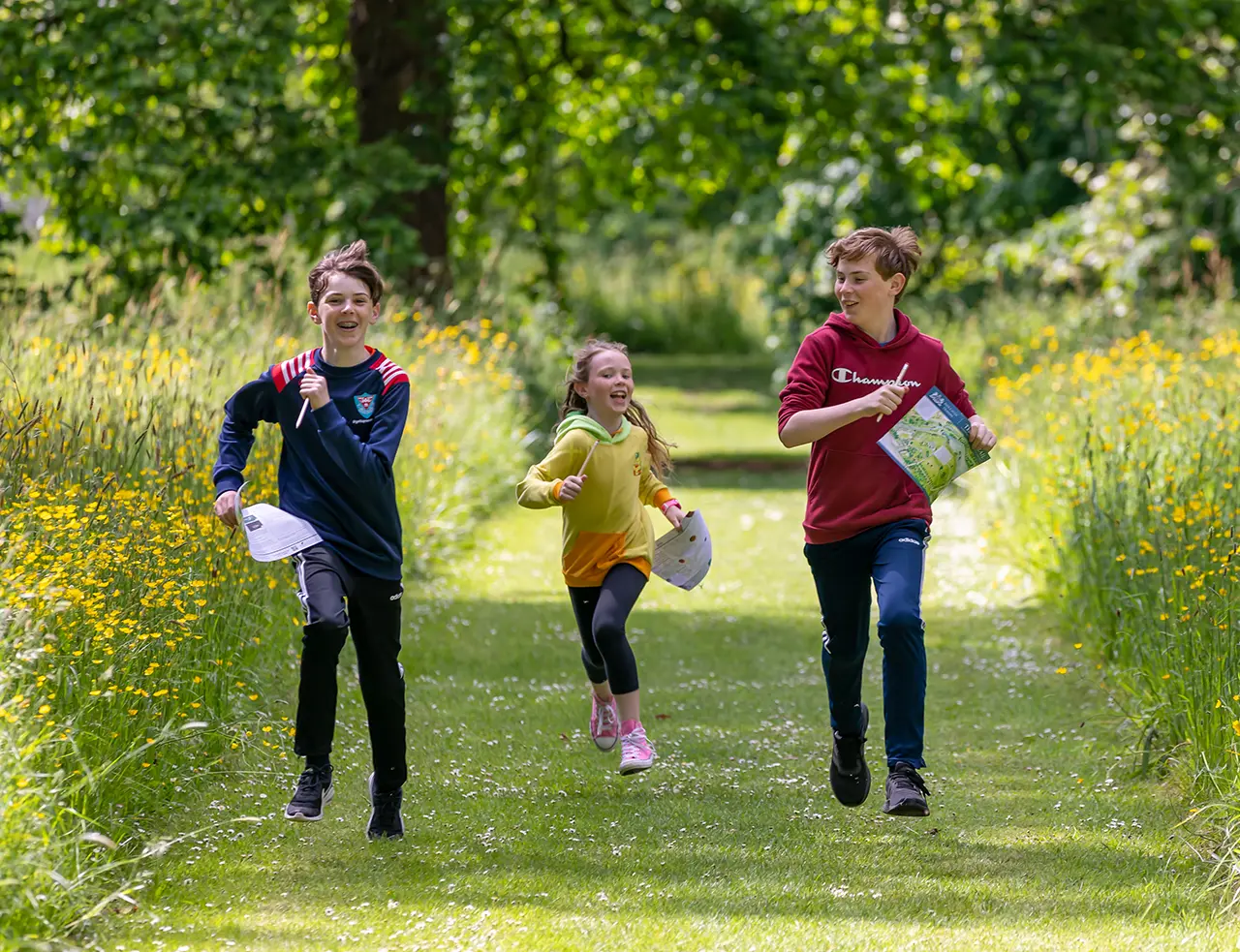 Kids Running with Trail