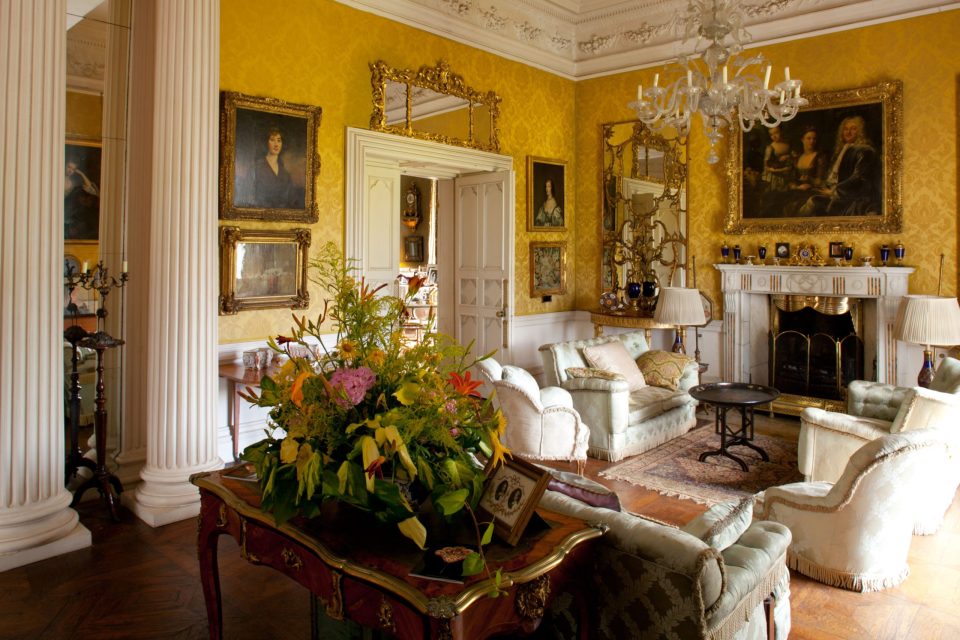 An image of the yellow drawing room in Birr Castle.